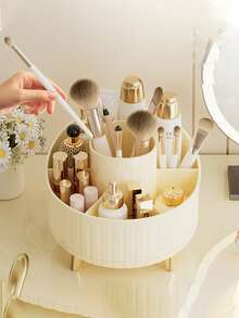 Rotating Makeup Brush Holder, Large Capacity Cosmetic Storage Box, Rotating Acrylic Makeup Organizer, Pen Holder, Jewelry Storage, Space-Saving Storage Basket, Storage Furniture, Cosmetic Display, Makeup Supplies, Bathroom, Travel, Vanity, Home Office Essential,Bedroom Room Decor,Back To School - Multicolor 1 - View 3