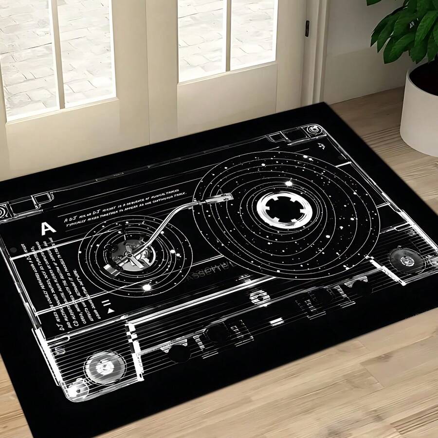 1pc Magnetic Tape Pattern Printed Floor Mat, Silica Gel Kitchen Carpet, Kitchen Mat, Rug, Easy To Clean, Rectangular Printed, Suitable For Living Room, Bedroom, Hallway, Bathroom, Laundry Room - Polyester Carpet, Suitable For Indoor And Outdoor Home Decor - Multicolor - View 1