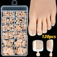 120-Piece French Manicure Set In 9 Colors, Short Square Style, Full Coverage Press-On Nails In Summer Pink And Glossy Brown. - Champagne - View 2