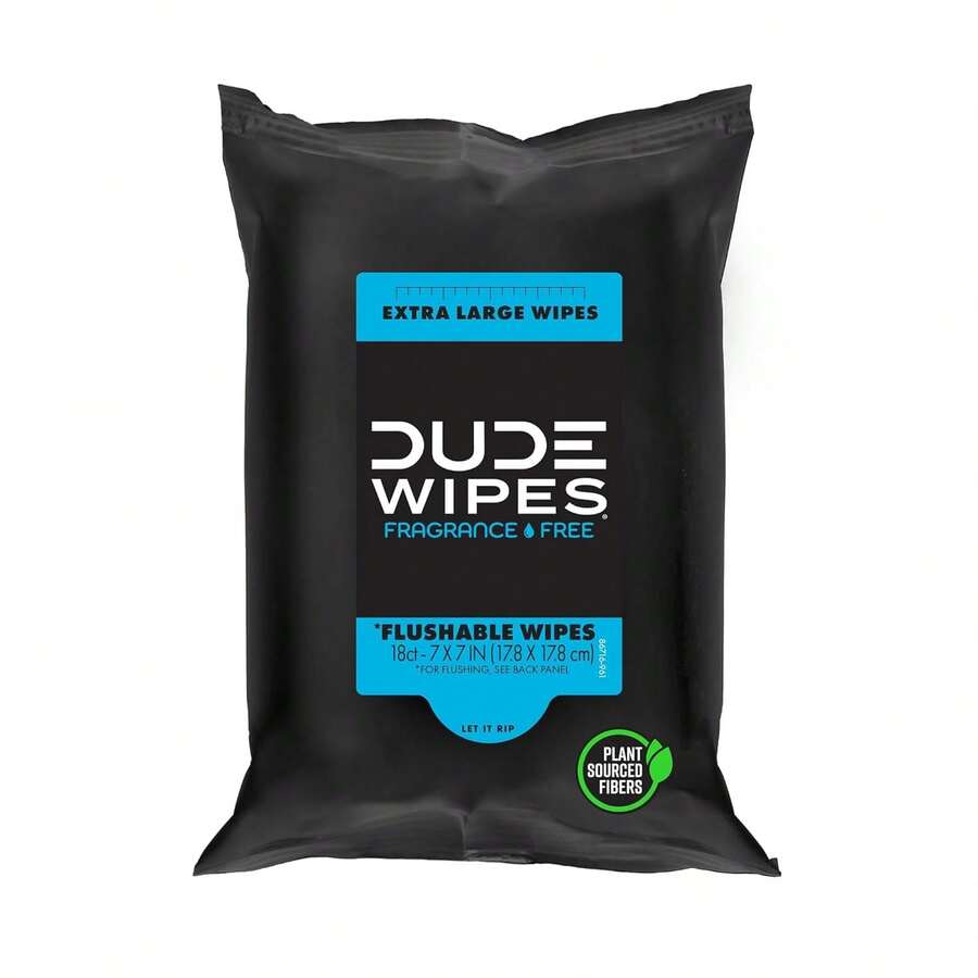 DUDE Wipes Unscented Travel Wipes - 1 Pack (18 Count) - Extra-Large Adult Flushable Wipes For Sensitive Skin - Infused With Vitamin E And Aloe - Septic And Sewer - Không mùi hương - Xem 1