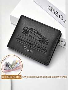 Customized Text LOGO Personalized Vehicle Registration Card Holder - Suitable For Car Insurance, Driver's License And Vehicle Documents Card Case, Auto Accessories, Unisex Personalized PU Leather ID And Driver's License, 10 Card Slots Protective Cover - Multicolor - View 8