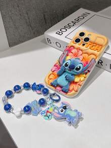 Disney Has Authorized, Phone Case - Chain Set, The Stitch Lilo & Stitch 3D Phone Case Plus A Silicone 3D Stitch Bracelet With Metallic Ring Removable Bracelet, Stitch And Angel Pattern, Compatible With Iphone17/16/15/14/13/12/11/XS/XR/X Plus Pro Max, A Stylish Cartoon Phone Case, The Perfect Gift Choice, Phone Protection, Durable Phone Cover, Great Gift For Friends And Family. - trắng - Xem 5