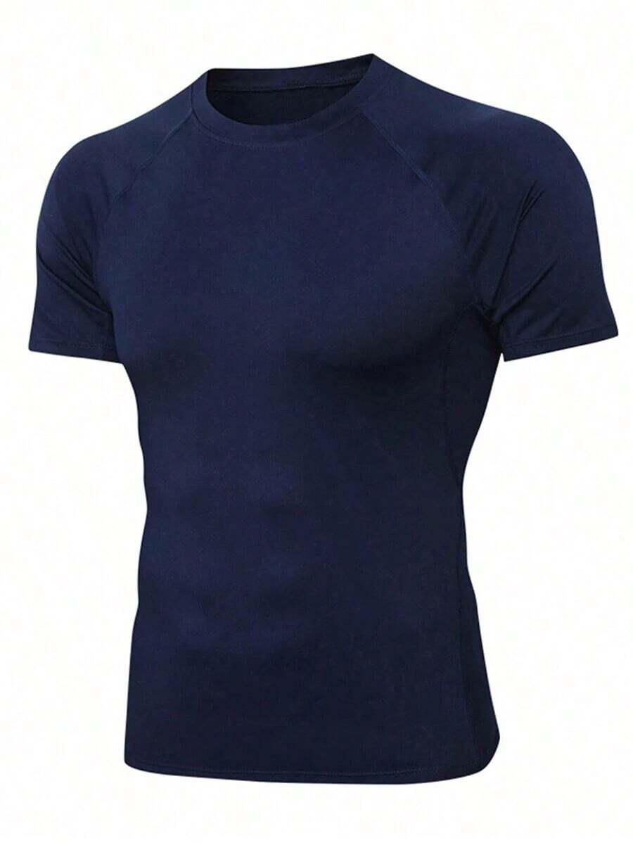 Men's Slim-Fit Boyfriend Style Short-Sleeve T-Shirt, Gym Wear, Men's Basic Boyfriend Style T-Shirt, Summer Sportswear. - 酒紅色 - 查看 1