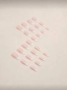 24 miếng dán móng tay giả màu hồng nude bóng mờ, dáng ôm vừa phải, thanh lịch và tự nhiên, dễ dán và tháo gỡ, kèm 1 lọ keo và 1 dũa móng, móng tay giả thời trang cho nữ giới đi làm hàng ngày, hẹn hò mùa xuân và hè. - Hồng - Xem 3