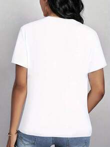 Women's T-Shirt For Spring And Summer - 白色 - 查看 2