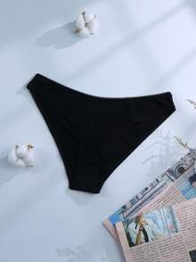 5pcs/Set Women's Pure Cotton Solid Color Comfortable Skin-Friendly Triangle Panties - Black - View 6