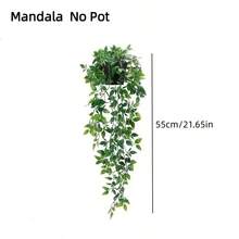 Planta en maceta de mandala, decoración colgante de hojas verdes para exteriores, planta verde artificial para valla y jardín, planta verde artificial de alta calidad en maceta para decoración del hogar y oficina - Verde militar - Ver 7