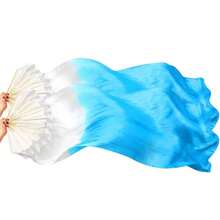 1 Pair Women's Belly Dance Fans, Handmade Faux Silk Fans With Colorful Long Ribbon Veils, Professional Bamboo Folding Fans, Suitable For Female Dancers, Stage Performances, Dance Worship, Wedding Performances, Suitable For Left And Right Hand Use - Multicolor - View 12