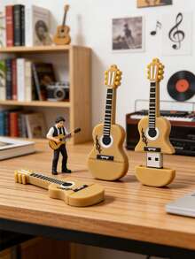 BIYETIMI Novel Guitar-Shaped USB 2.0 Flash Drive, Silicone Cartoon Pendant Style Memory Stick, Creative Music Theme Data Storage, Perfect Gift For Guitar Enthusiasts And Musicians - View 5