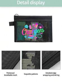 網格化妝包，印有「Charles」字樣的旅行網格化妝包與夏季必備品。便攜式化妝品收納包，多功能收納包，數位收納，數據線收納，適用於度假、辦公室、購物、酒店、返校禮物、生日禮物、旅行配件、教師節禮物、婚禮配件 - 彩色 - 查看 7