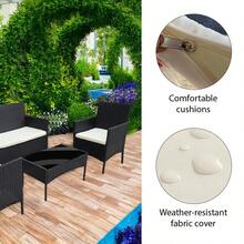 4 Seater Garden Rattan Furniture Table Chairs Sofa Wicker Outdoor Patio Set - Mixed Grey With Dark Grey Cushions - View 11