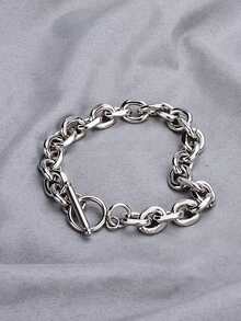 1pc Fashion Hip-Hop Style O-Shaped OT Buckle Thick Bracelet, Minimalist Versatile Men's Hand Accessory, Durable Non-Fading Jewelry For Daily Wear, Street Style, Gift For Boyfriend - Bracelet - View 12