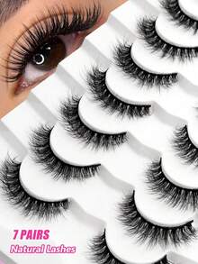 7 Pairs Mkhlina Natural Look False Eyelashes - Soft, Lightweight, Fluffy & Delicate Lashes Suitable For Daily Makeup - Fluffy Lashes - View 3