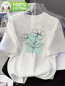 Camiseta de Manga Corta para Mujer con Estampado Náutico 100% - Serie Vintage Océano, Blusa Casual de Cuello Redondo para Playa, Outfits de Primavera y Verano - Blanco - Ver 1