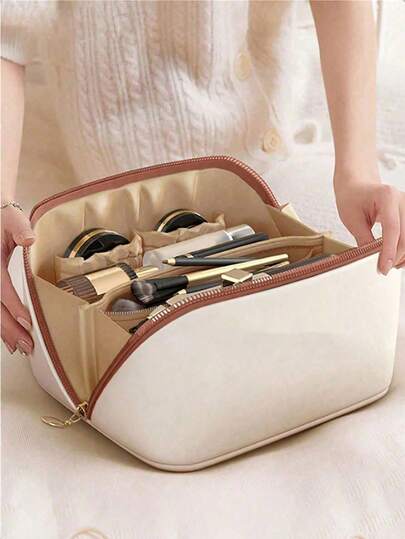Túi đựng mỹ phẩm chống thấm nước dung tích lớn, làm từ da PU, túi xách nữ, túi đựng mỹ phẩm du lịch, hộp đựng đồ trang điểm, túi đựng đồ dùng phòng tắm, phụ kiện du lịch, hộp đựng mỹ phẩm, thích hợp để đựng mỹ phẩm, đồ dùng phòng tắm, sản phẩm chăm sóc da và các vật dụng cần thiết hàng ngày. Một món quà Giáng sinh hoặc quà tặng tuyệt vời dành cho phái nữ.