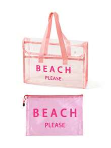 PVC Waterproof Beach Bag With Colorful "BEACH PLEASE" Pattern,Women's Beach Bag, Transparent Tote Bag, Jelly Tote Bag, Large Pool Handbag, Cruise Holiday Essential, Beach Bag Accessories, Travel Essential,Suitable For The Beach, Travel, Shopping, Outdoor Activities, Work, School, And Everyday Use,Unique Birthday Gifts, Holiday Gifts, Party Gifts, Mother's Day Gifts, Vacation Gifts, Wedding Gifts, Back-To-School Gifts - Multicolor - View 17