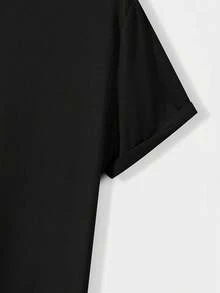 Camiseta informal de hombre con estampado de regreso a clases, cuello redondo y mangas cortas. - Negro - Ver 7