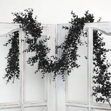 4pcs Artificial Black Eucalyptus Vine Wreath Set, Including Artificial Hanging Vines, Spring Wall Hanging Artificial Plants And Realistic Artificial Green Leaves Decor. Suitable For: Indoor Decor, Spring Decor, Wedding, Home Decor, Wall Decor, Living Room Decor, Easter Decor, Kitchen, Outdoor Artificial Plants, Indoor Artificial Plants And Fake Plants. - Black - View 8