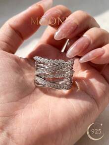 1 pieza Anillo de plata de ley 925 con diseño de cruz único, adecuado para combinar con atuendos creativos, estilismo artístico y eventos con temas DIY - Cruce creativo - Ver 4