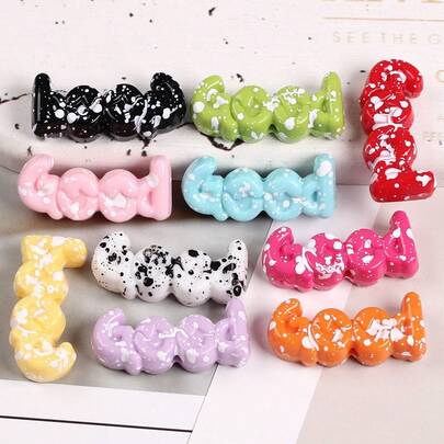 High Quality Non Fading Cream Graffiti White Dot Perforated GOOD English Word Plate Bead DIY Bracelet Mobile Phone Chain Accessories, Bracelets, Necklaces, Mobile Phone Chain Hair Cords, Bags And Other Accessories