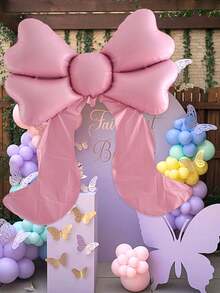 1pc Extra Large Matte Butterfly Foil Balloon, Pink Bow Shaped Balloon ...