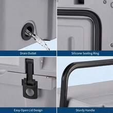 Ice Retention Hard Sided Cooler Extra-Thick Foam, Cool Riser Tech, T-Latches, Stainless Handles, - Injection Molded KUER-zA-25QT Cool Gray - View 11