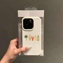 Fashionable Printed Cell Phone Case 20261pc, Vacation Style, TPU Material, Summer Coconut Tree Design, Compatible With Phones, Spring Gift, International Version, Not The National Version - White 3 - View 2