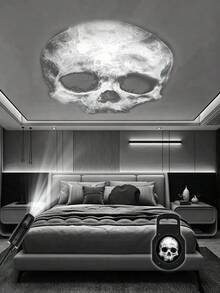 Rotatable Skull Head LED Projection Lamp - USB Powered, Adjustable Halloween Atmosphere Light, Suitable For Bedroom & Living Room Decor, Great Gift - Skull - View 2