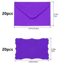 10/20 piezas Mini sobres de estilo occidental coloridos y 10 piezas Tarjetas de felicitación con borde ondulado de color aleatorio. Incluye tarjetas en blanco de alta calidad y sobres autoadhesivos, sobres pequeños para postales, tarjetas de regalo de color mixto retro, adecuado para bodas, cumpleaños y otras ocasiones - sobre pequeño - Ver 14