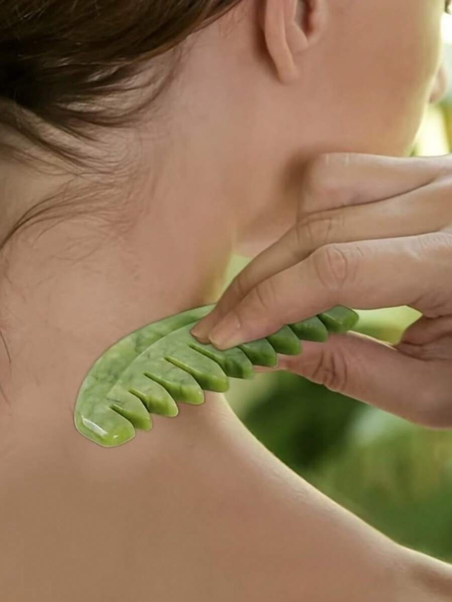 Bộ lược và dụng cụ massage bằng đá ngọc bích tự nhiên - Dụng cụ massage da đầu Gua Sha. Máy massage cầm tay đa chức năng. Máy massage da đầu màu xanh lá cây, giúp giảm căng thẳng, thư giãn cơ thể và tâm trí, chăm sóc da đầu. Thiết kế tiện dụng. - Nhiều màu - Xem 1