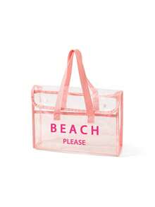 PVC Waterproof Beach Bag With Colorful "BEACH PLEASE" Pattern,Women's Beach Bag, Transparent Tote Bag, Jelly Tote Bag, Large Pool Handbag, Cruise Holiday Essential, Beach Bag Accessories, Travel Essential,Suitable For The Beach, Travel, Shopping, Outdoor Activities, Work, School, And Everyday Use,Unique Birthday Gifts, Holiday Gifts, Party Gifts, Mother's Day Gifts, Vacation Gifts, Wedding Gifts, Back-To-School Gifts - Multicolor - View 12