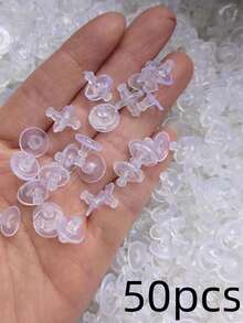 Chốt chặn khuyên tai, nút chặn khuyên tai silicone, nút chặn khuyên tai cao su trong suốt, nút tai mềm có đệm, nút chặn khuyên tai silicone thay thế ít gây dị ứng (20/50/100 cái) - Trong sáng - Xem 10