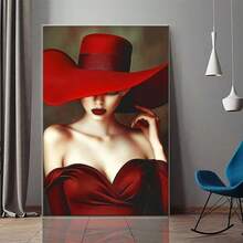 1pc Unframed Exaggerate Maneater Canvas Wall Art Poster, Unframed Vintage Bold Feminine Print - Editorial Pop Poster For Bedroom Decor - No Frame - View 1