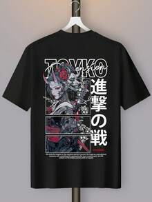1 Men's Clothing Item: Men's Japanese Samurai T-Shirt With Female Samurai And Cherry Blossom Print - Heat Transfer, Round Neck, Short Sleeve, Machine Washable, Streetwear Suitable For Themed Events, Casual Wear. - 白色 - 查看 9
