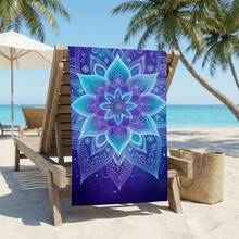 1 Stück Traumhafter Mandala Muster Lila & Blau Strandtuch, super weiche Mikrofaser extra große Stranddecke, hochabsorbierend, geeignet für Reisen, Schwimmbad, Tauchen, Surfen, Yoga, Camping, in verschiedenen Größen erhältlich, Strandaccessoires - Mandala-Muster - Übersicht 4