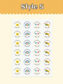 Customized Positive Reinforcement Stickers For Teachers, Circular Encouragement Labels With Customizable Teacher Name And Praise Text, Adorable Hand-Drawn Rainbow, Sun, Star Patterns, Waterproof And Removable Without Residue, Suitable For Classroom Motivation, Student Assignments, Notebook Decoration, Water Bottles And Stationery, Ideal For Preschool And Elementary School Teachers To Encourage Children In A Lively And Playful Style - Multicolor - View 17
