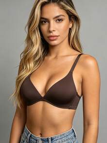 3pcs/Set Women V-Neck Comfortable Wireless Soft Cup Solid Color Bras - Multicolor - View 4