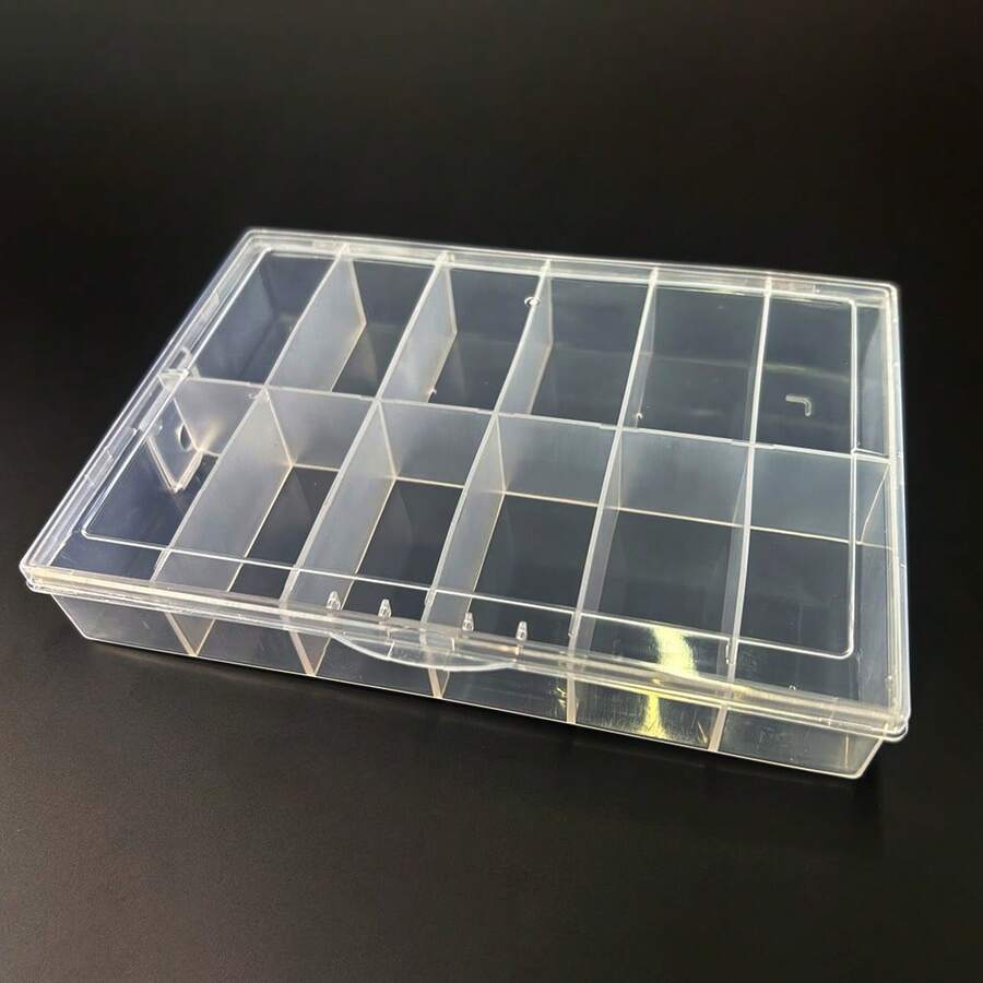 Hộp đựng dụng cụ trang trí móng tay đính đá, hạt cườm, 12 ngăn. - Trong sáng - Xem 1