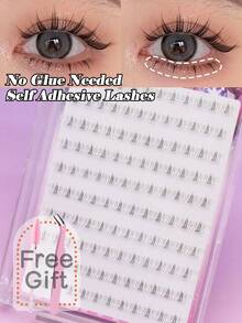 Self-Adhesive Lower Lash Clusters, No Glue Needed, Natural Lower Lashes, Soft Fluffy Segmented False Eyelashes, Pre-Coated Adhesive Design, Easy To Apply, Reusable, Lightweight, Natural Look, Suitable For Doll Eyes, Anime And Daily Makeup - C - View 7