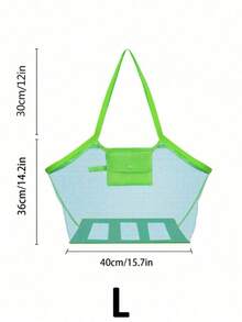 1 pieza Bolsa de playa, Bolsa de almacenamiento de juguetes de malla, Bolsa organizadora de viaje plegable, Regreso a la escuela - Azul - Ver 4