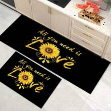 1pc Sunflower Pattern Printed Doormat, Silica Gel Kitchen Carpet, Kitchen Mat, Rug, Easy To Clean, Rectangular Printed, Suitable For Living Room, Bedroom, Hallway, Bathroom, Laundry Room - Polyester Carpet, Suitable For Indoor And Outdoor Home Decor - Multicolor - View 7