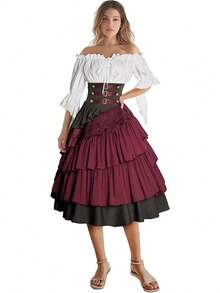Stage Dance Wear - Top + Brown Skirt - View 7