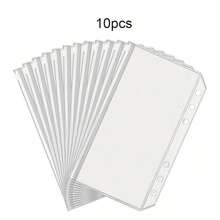 5/10/20 chiếc Túi đựng tiền mặt bằng PVC trong suốt cỡ A6, 6 vòng, có khóa kéo, thích hợp để đựng sổ tay, kế hoạch, sổ ghi chép (Gói 5/10/20 chiếc) - Hình chữ nhật - Xem 9