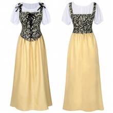 COS Halloween Costume With Square Neckline, Corset Waist, Renaissance Medieval Dress, Cosplay Outfit For Role-Playing Games - Dress - View 1
