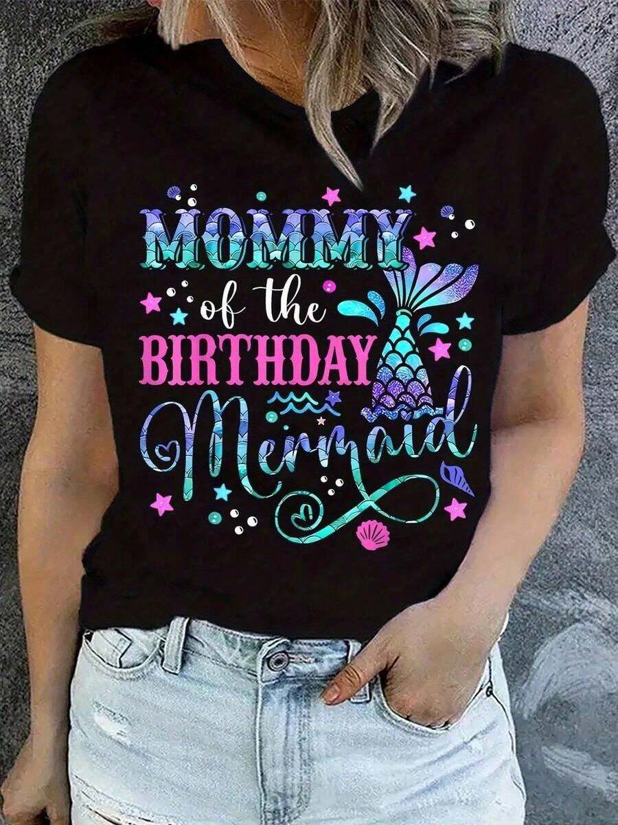 Mother's Day Graduation Shirt For Proud Mom Of A 2026 Preschool Graduate - 100% Cotton Women's Shirt, Summer Clothing, Breathable And Comfortable - 黑色 2 - 查看 1