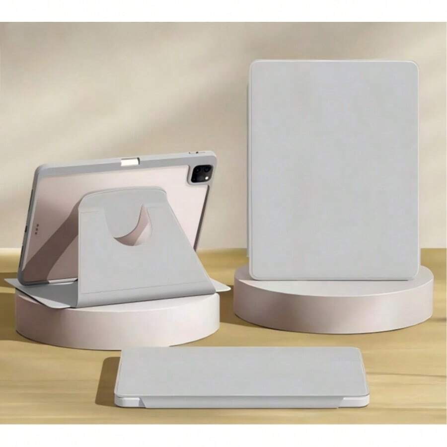 TenYide 旋轉保護殼 適用於 iPad 5/6/7/8/9/10/11代、Air 4/5/11(M2)(M3)/13(M2)(M3)代、Pro 12.9/ MatePad 系列/ Pad 系列/Tab 系列/Honor Pad 系列/GalaxyTab 系列，內建 Apple Pencil 插槽，360度旋轉保護支架蓋，透明背板，防震/防震/防塵，自動喚醒/睡眠 - 淺藍色