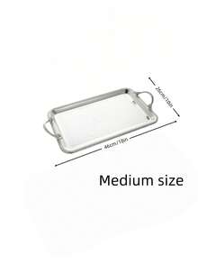 ALMAMARA 1,2,3pcs Luxury Silver-Plated Iron Embossed Islamic Pattern Rectangular Tray, With High-End Twisted Rope Edge And Woven Handle, Elegant Multi-Purpose Tea Tray, Coffee Tray, Suitable For Party, Wedding, High-End Home Decor And Daily Use - Multicolor - View 14