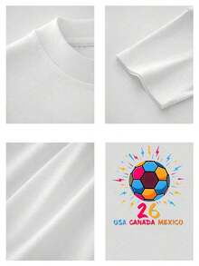 Balón multicolor con rayos y número 26 que simboliza la unión y energía entre USA Canadá y México transmitiendo pasión deportiva y espíritu vibrante Camiseta de hombre - Blanco - Ver 4