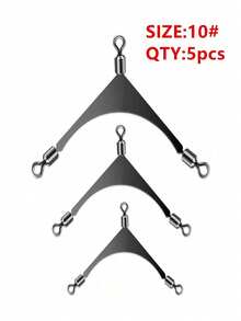 5 piezas Conector giratorio de barra plana estilo americano para pesca, conector de anzuelo triple, divisor de anillo triangular, accesorios de equipo de pesca - Plateado - Ver 11