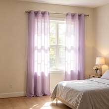 Semi-Sheer Curtains With Grommets For Installation On Standard Rods. The Fine, Airy Fabric Lets In Soft Light, Protects Privacy, And Complements A Variety Of Decorating Styles In Bedrooms And Living Rooms. - 紫色 - 查看 4
